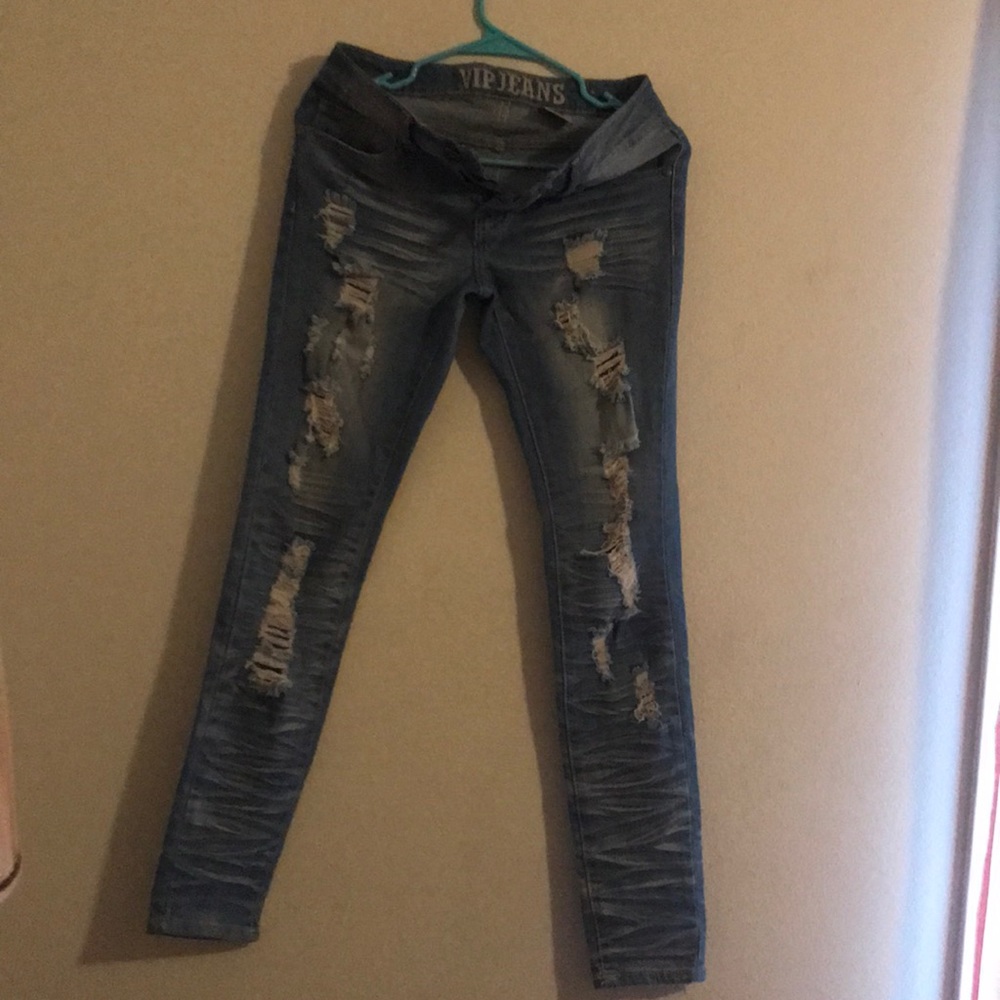 Light blue, ripped jeans